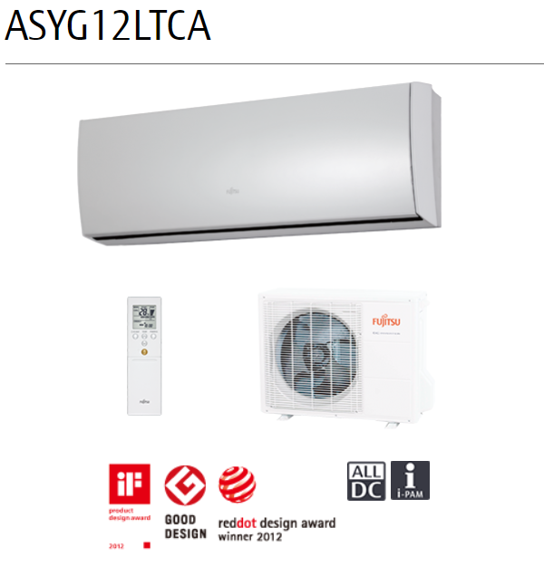Fujitsu klima uređaj zidni inverter ASYG12LTCA / AOYG12LTC Dizajnerska
