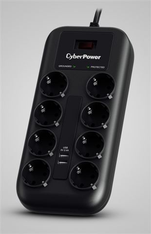 CyberPower prenaponska zaštita, P0820SUF0-DE, 8x šuko, 2x USB charger