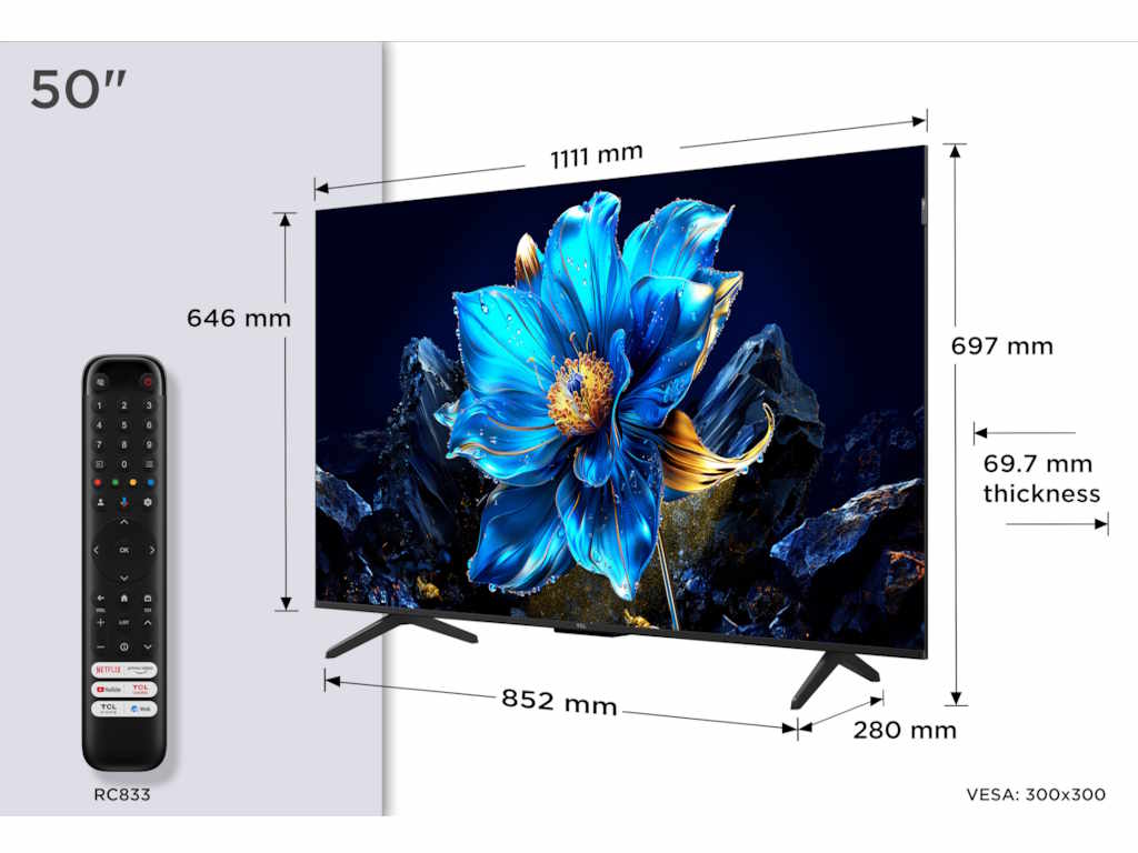 TCL 50"P7K 4K QLED TV 60Hz Google TV