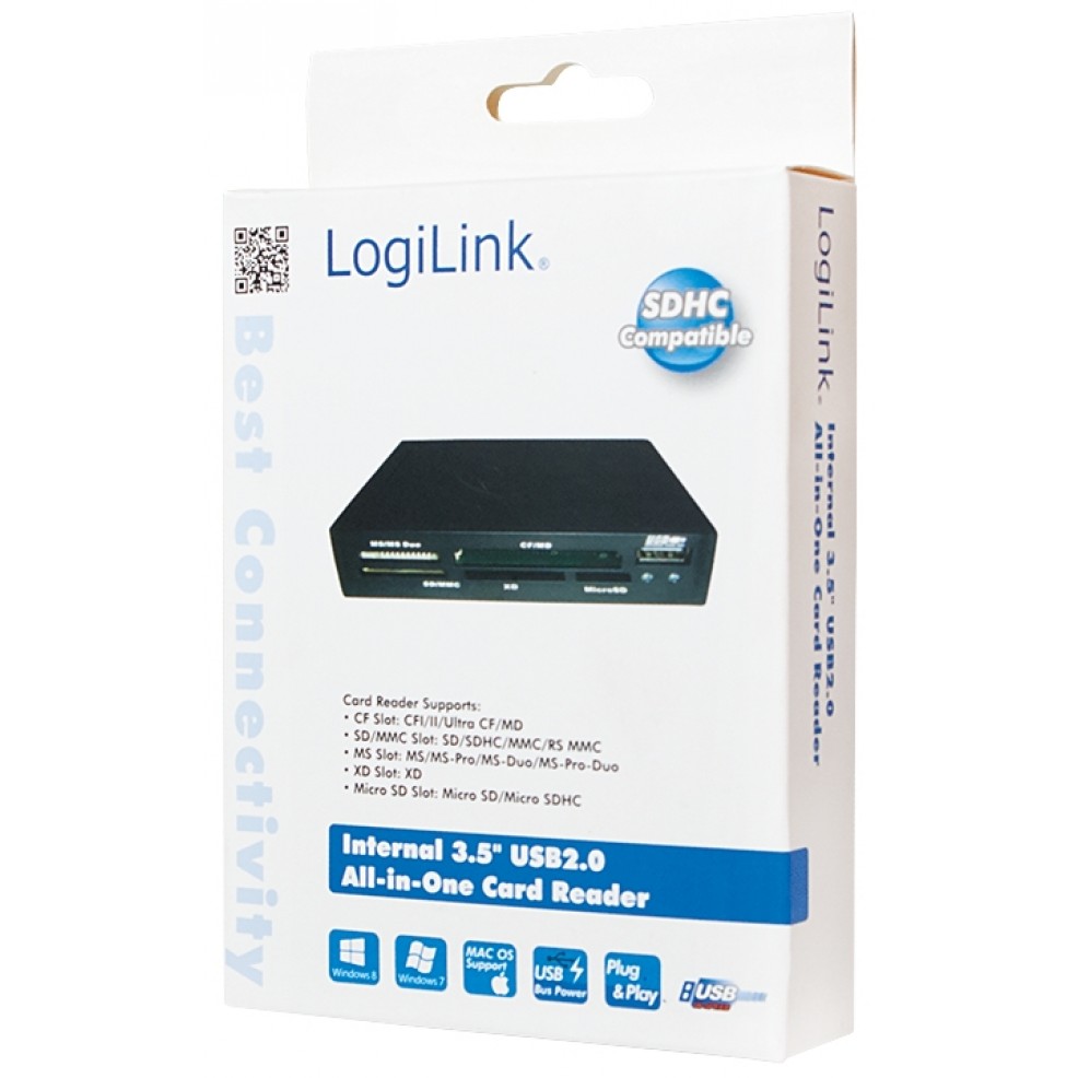 LogiLink CR0012 3,5'' interni čitač kartica + USB 2.0 crni