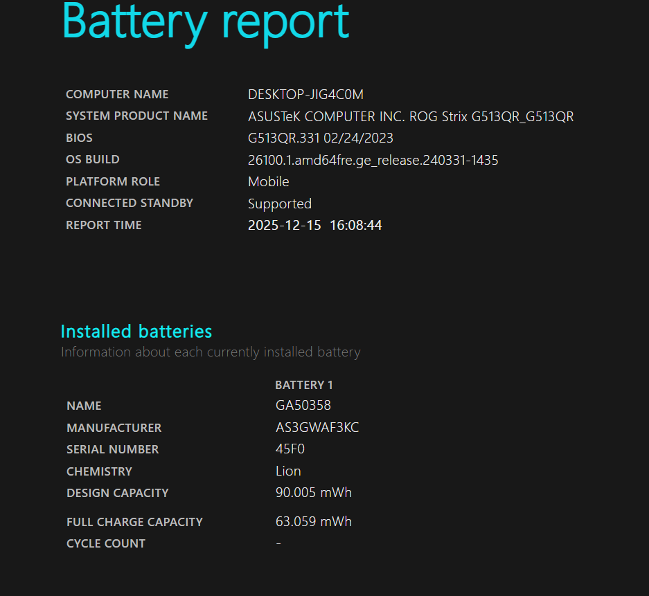 Asus ROG Strix G513QR – Ryzen 9 / RTX 3070 / 16GB RAM / 1TB SSD✅