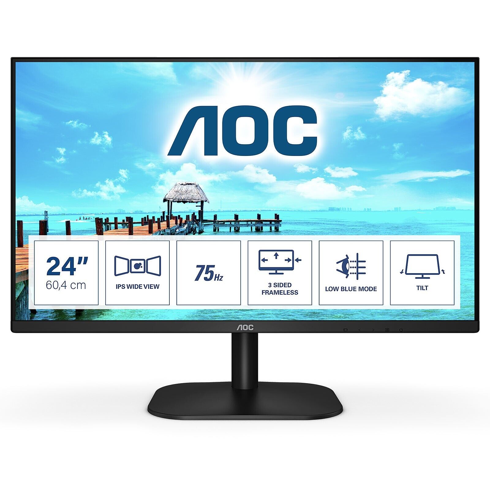 AOC 24B2XH FHD IPS VGA HDMI 75Hz Monitor