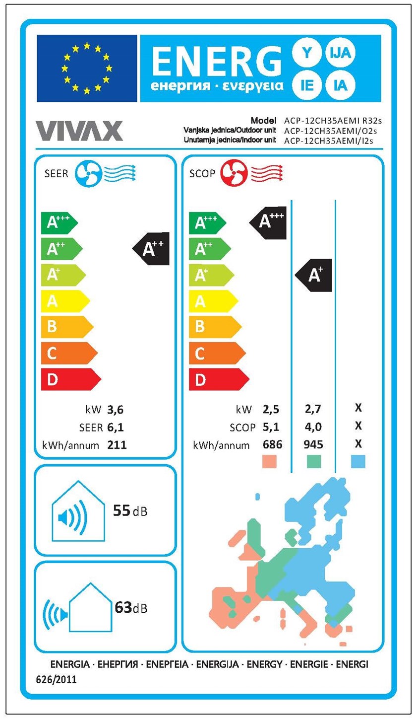 VIVAX COOL ACP-12CH35AEMIs R32 - inv., 3.81k Inverter klima