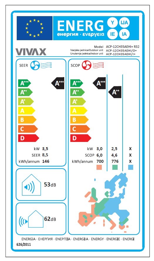 Vivax VIVAX COOL, klima uređaji, ACP-12CH35AEHI+ R32 SILVER / GOLD