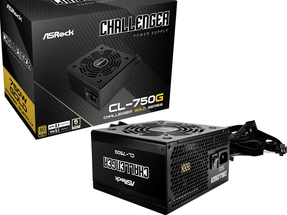 ASROCK PSU 750W Gold Challenge80PLUS, 120mm fan, ATX 3.1PCIe 5.1