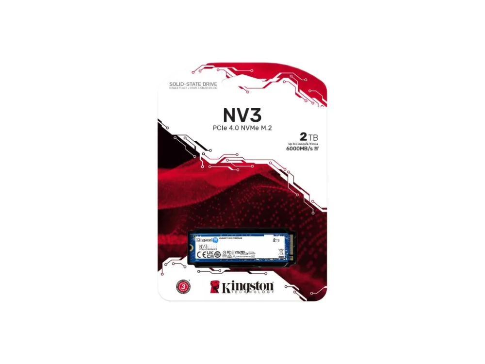 Kingston SSD 2TB NV3NVMe PCIe Gen 4.0x4R/W : 6000/5000MB/s