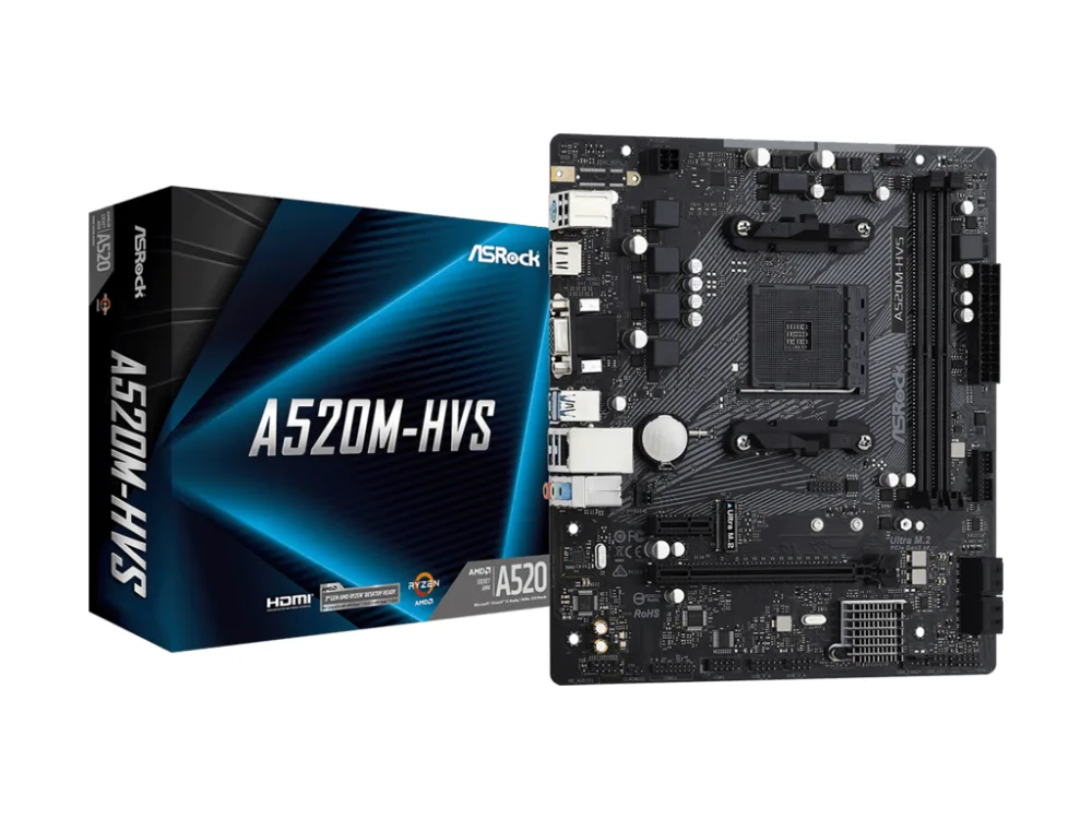 ASROCK MB A520M-HVSAMD A520;AM4;2xDDR4;M.2RAID;VGA,HDMI;micro ATX