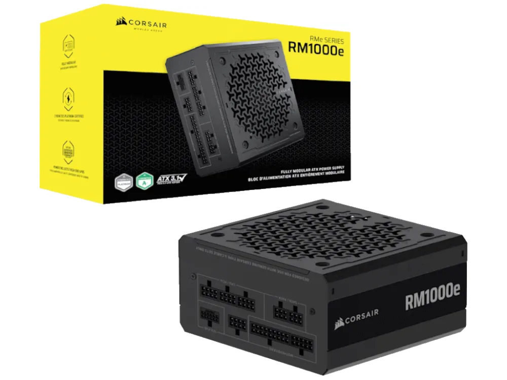 Corsair PSU 1000W RM1000eGold, Fully Modular, 12V-2x66xSATA, 3xPCIe, ATX 3.1, PCIe 5.1