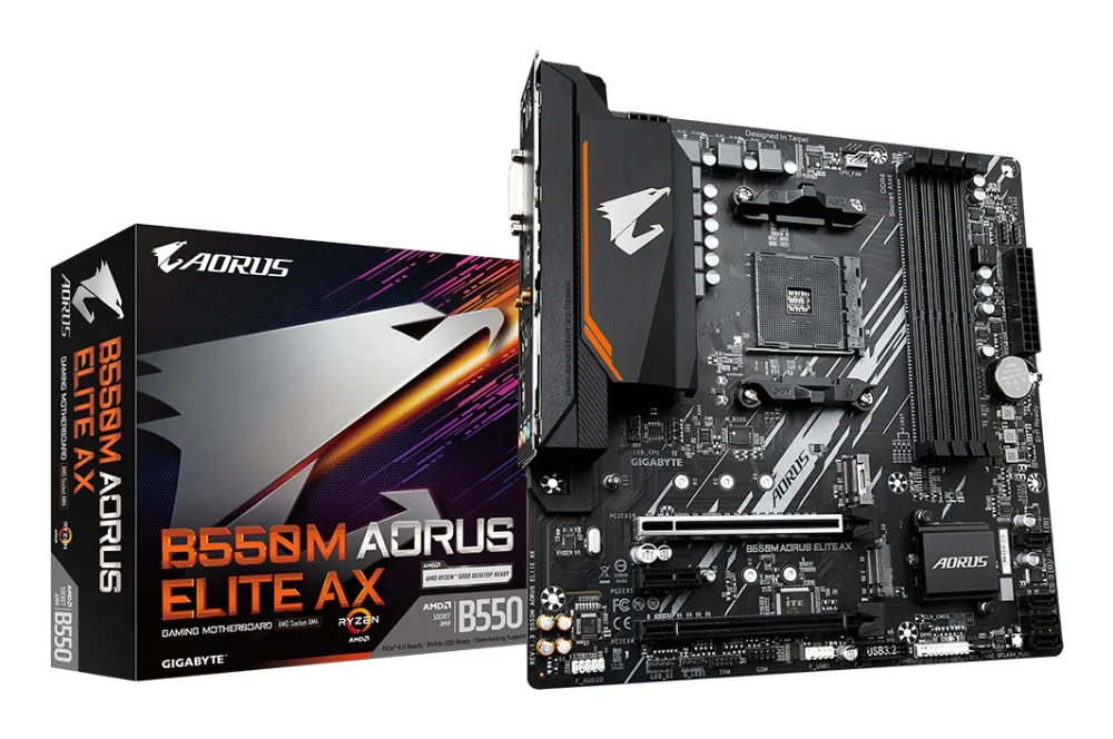 Gigabyte B550M AORUS ELITE AX AM4; 4xDDR4; 2xM.2; 4xSATA; 6XUSB; 1xDVI-D; 1xHDMI; PS/2; mATX