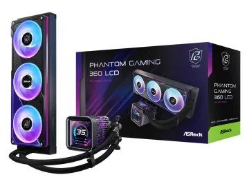 ASROCK 360 A-RGB LCD AIOLiquid Cooler, Phantom Gaming3.4" LCD, 1851, 1700, AM4, AM5