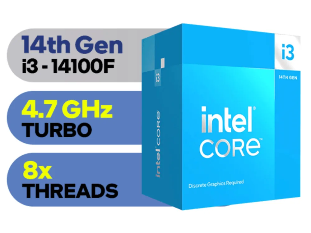 Intel Core i3-14100F3.5GHz 12MB L3 LGA1700 BOXRaptor Lake,bez grafike