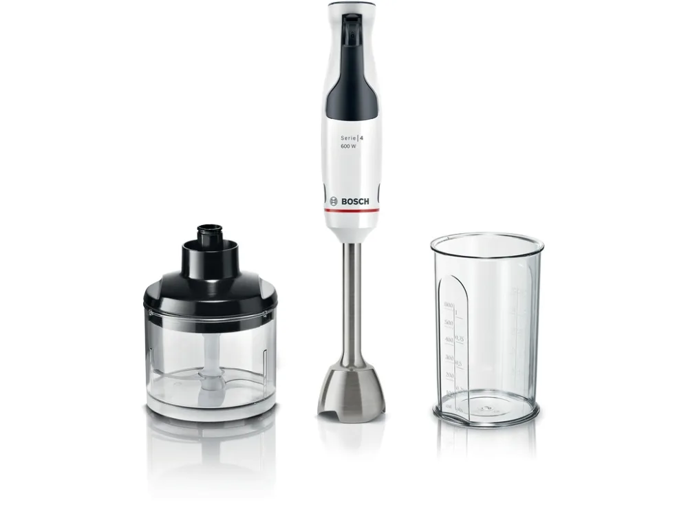 BOSCH štapni mikser Serie 4|,600W BIJELA, Mjerna posuda+ Sjeckalica,