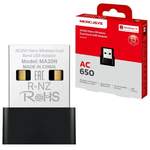 Mercusys MA20N AC650 Wireless Nano USB Adapter