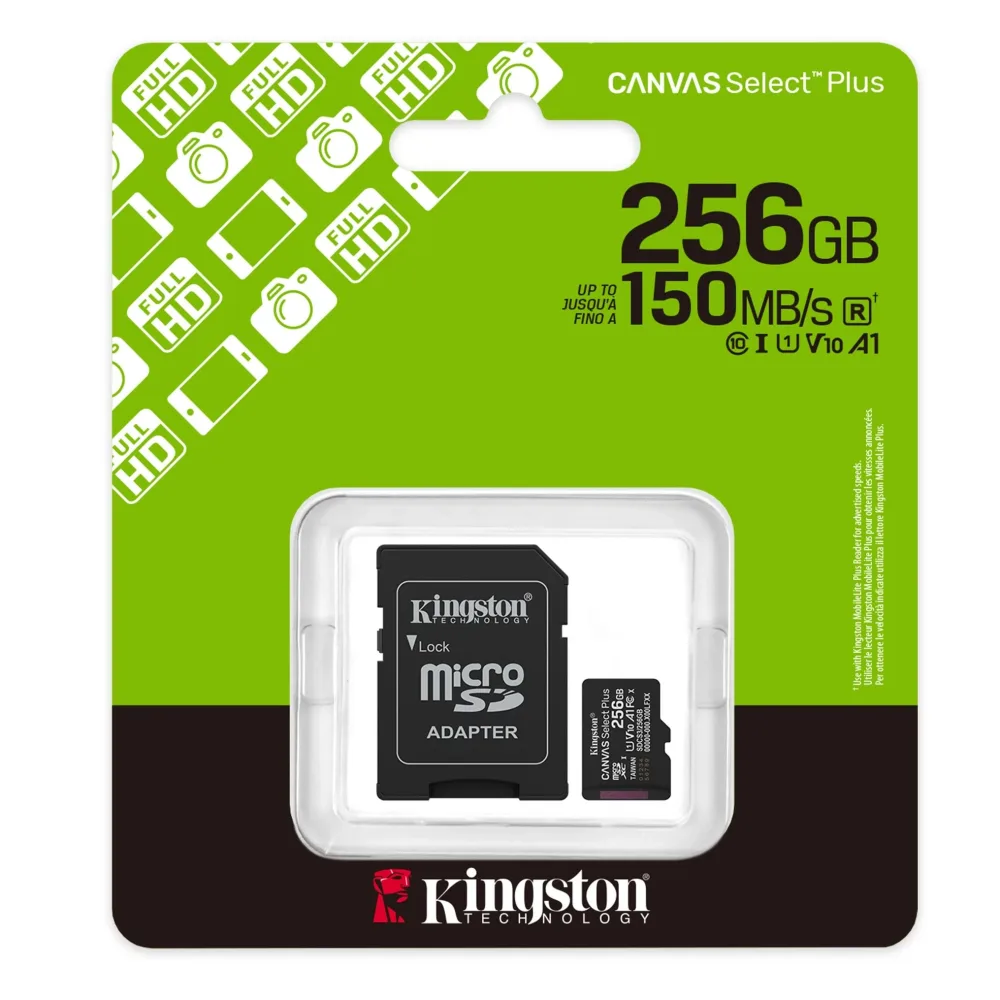 Kingston microSD 256GB Class10 Canvas Select Plus 150MBs Read